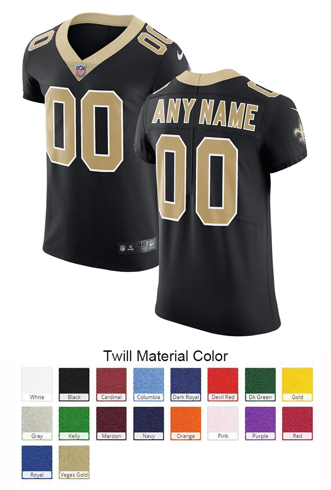 New Orleans Saints Custom Letter and Number Kits For Black Jersey Material Twill